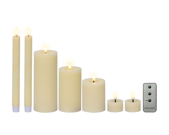 LUMINEO Set 7-tlg. LED Wachs-Kerzen